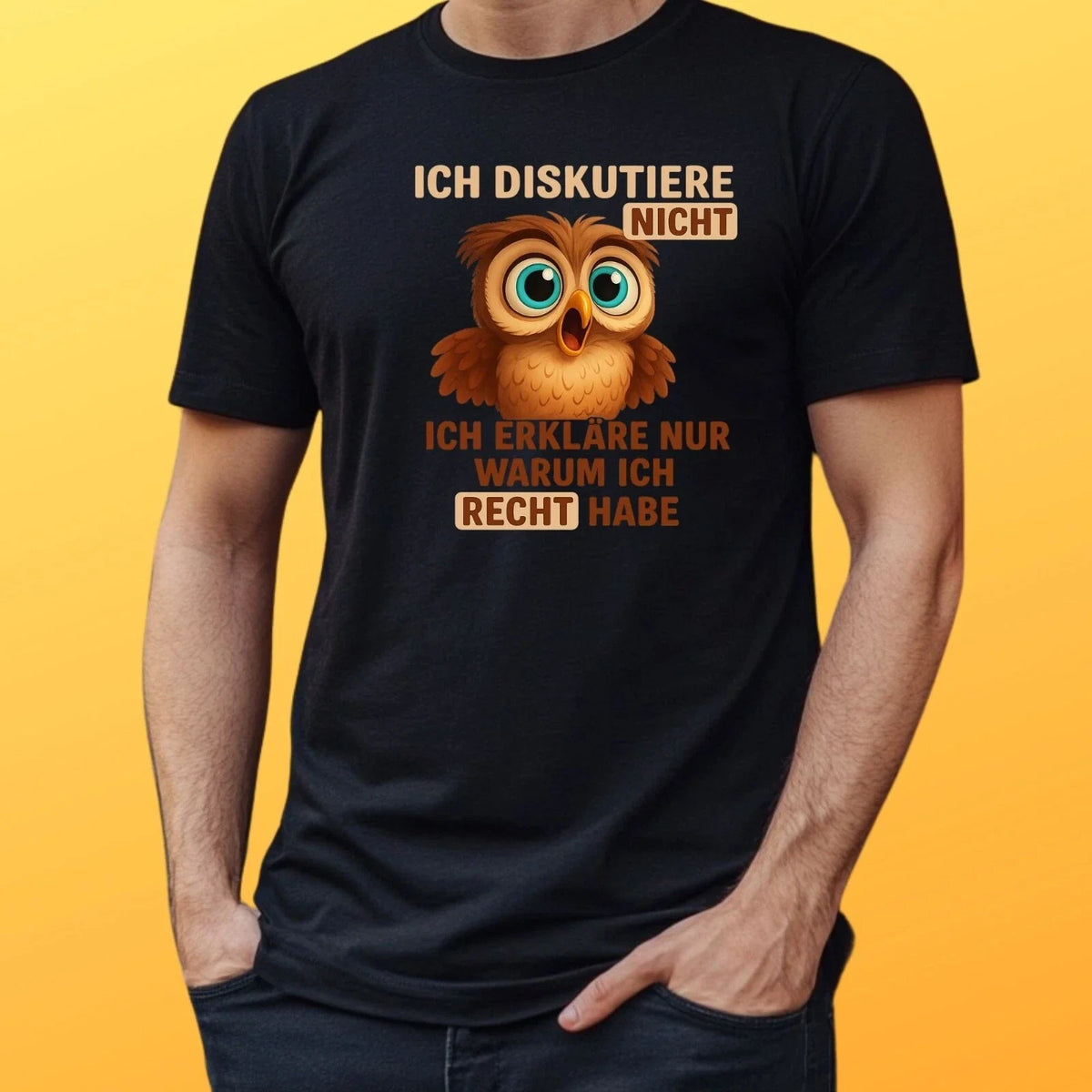 Cute Owl Argue Not Explaining Motif Cotton Mens T-Shirt Size XS to 5XL