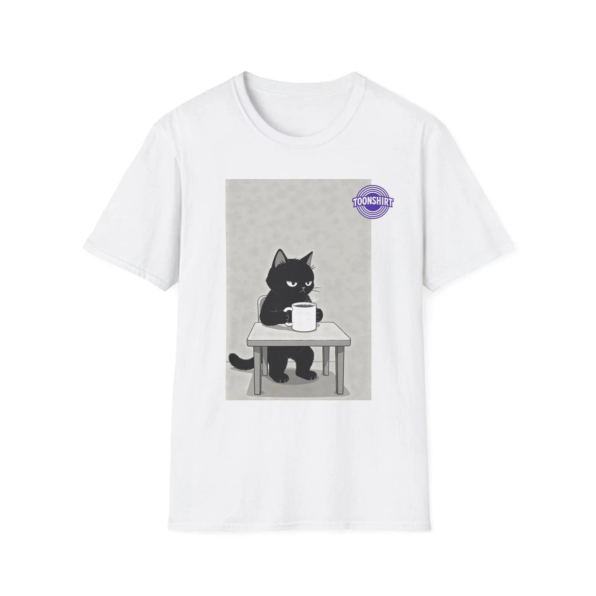 Chill Cat Coffee Cartoon Graphic T-Shirt