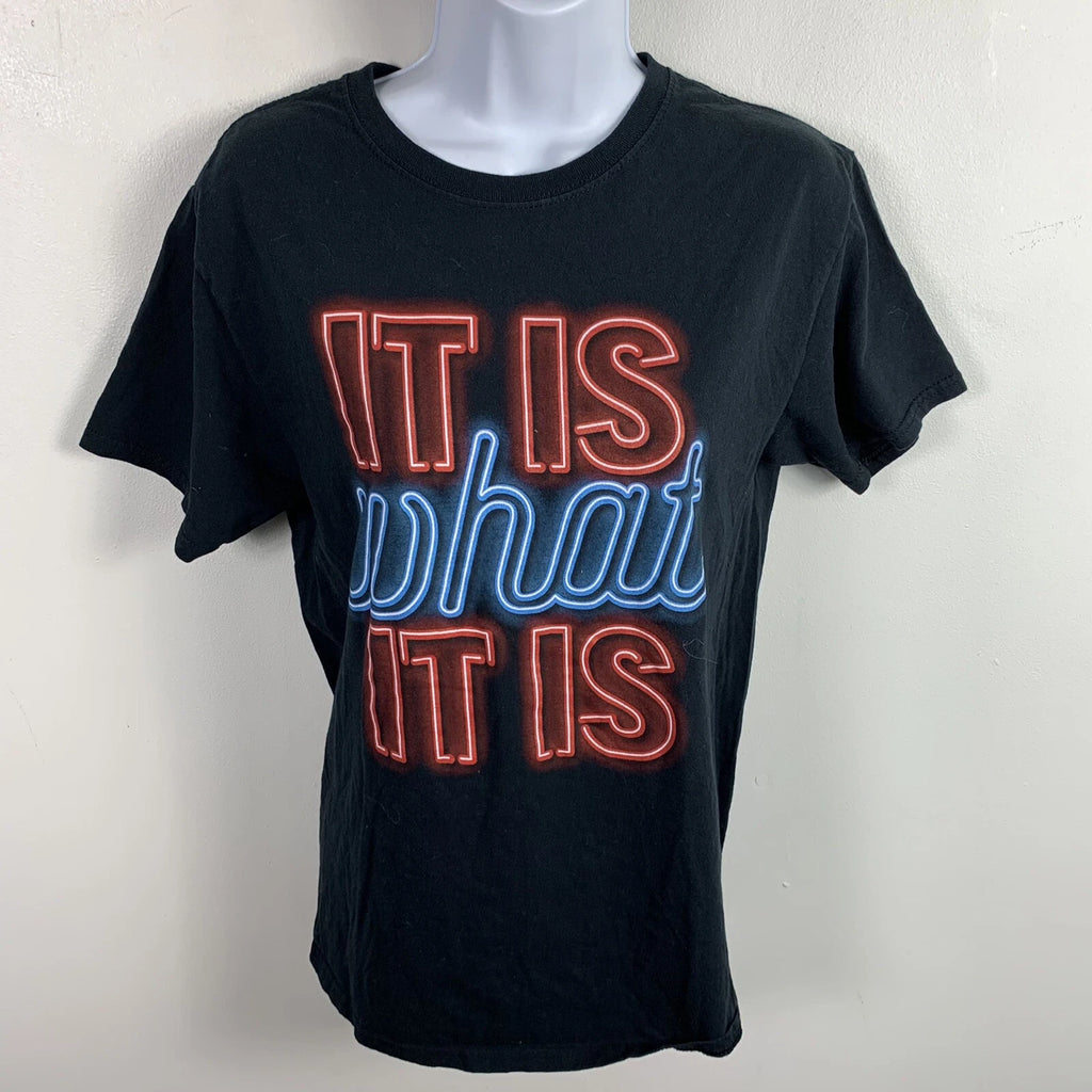 DOM Top sz S Black IT IS WHAT IT IS Laid Back Skater Chic Urban Streetwear