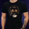 Mens Casual Black Cat Print Cotton T-Shirt Size XS to 5XL