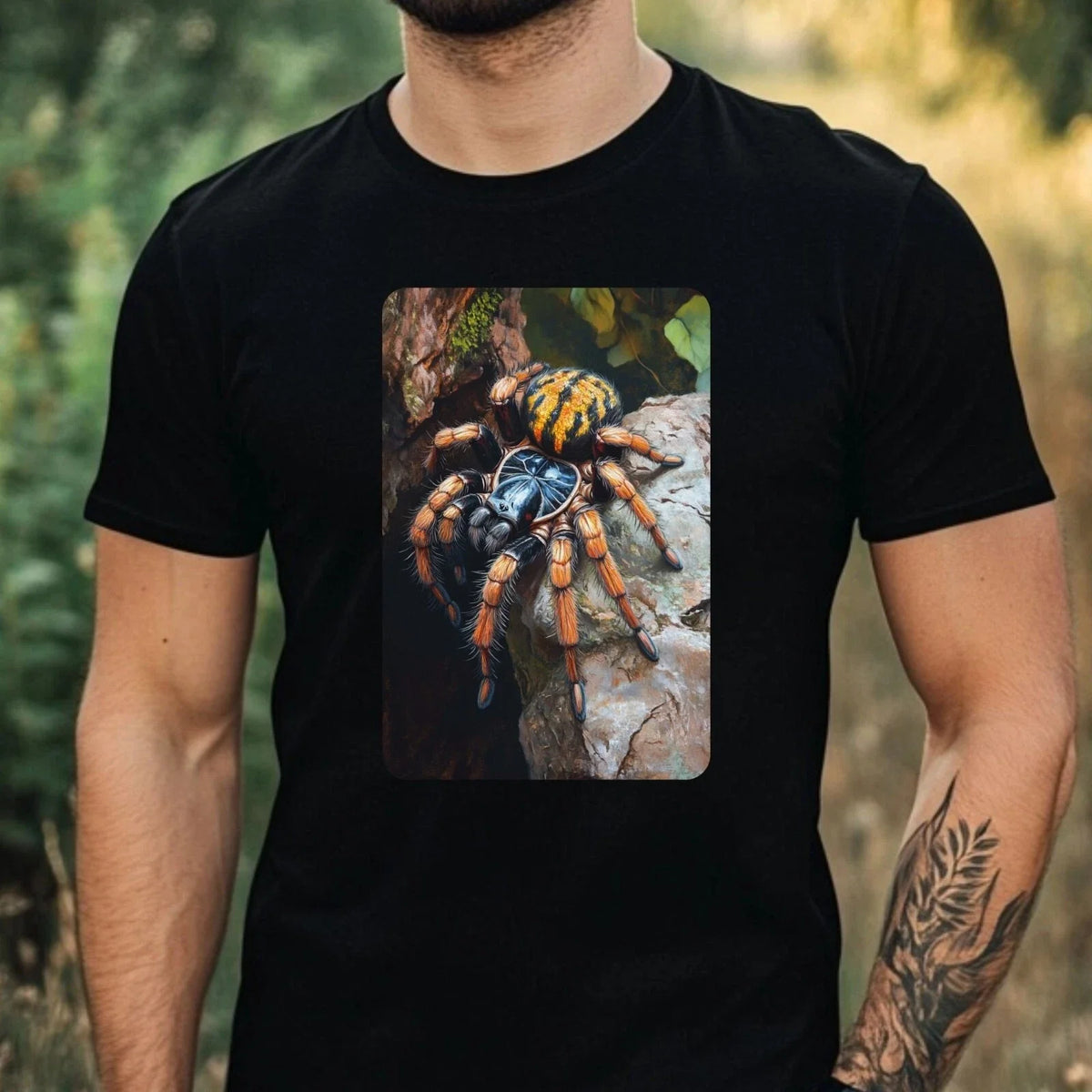 Mens Tarantula Painting Portrait Motif Cotton T-Shirt Size XS to 5XL