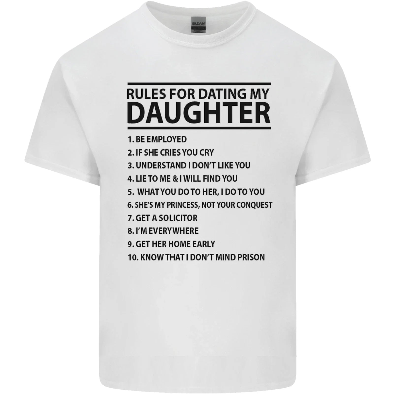Rules for Dating My Daughter Fathers Day Mens Cotton T-Shirt Tee Top