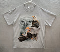Vintage Gildan Shirt Adult Large Gray Eagle Nature Biker Grunge Skater 90s Y2K