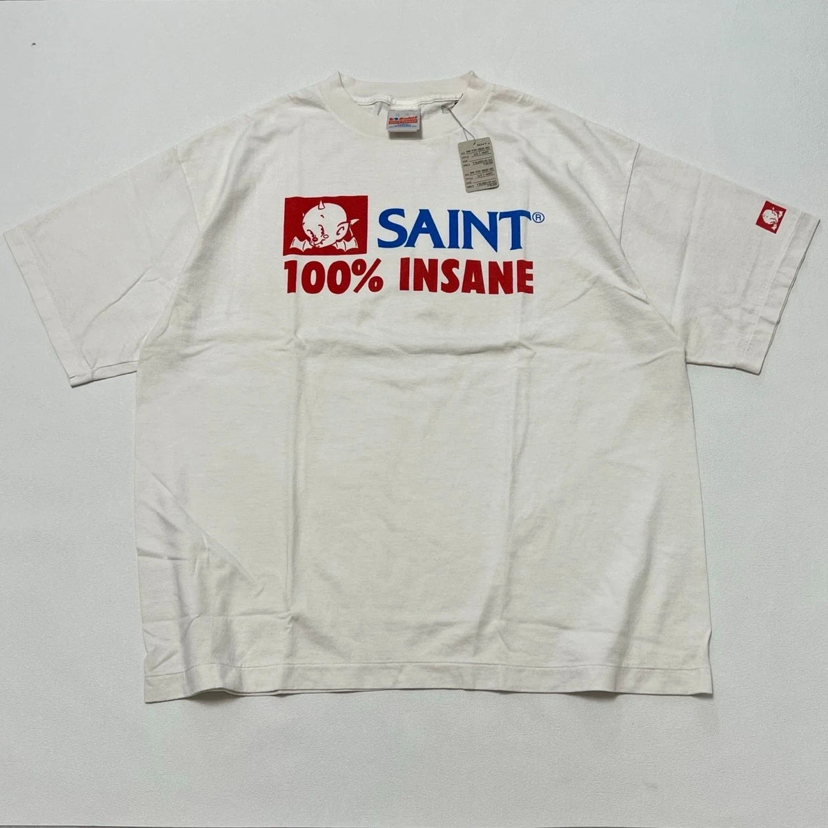 Saint One Hundred Percent Insane Baby Devil Mens White Cotton Oversized T Shirt