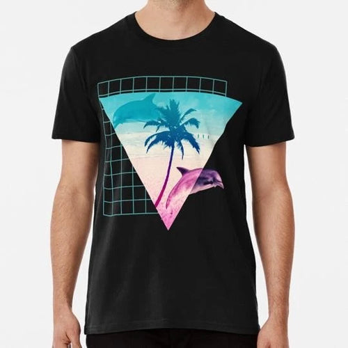 Aesthetic Dolphins 80's 90s Hypnotic Summer Beach Print Design S-5XL USA T-Shirt