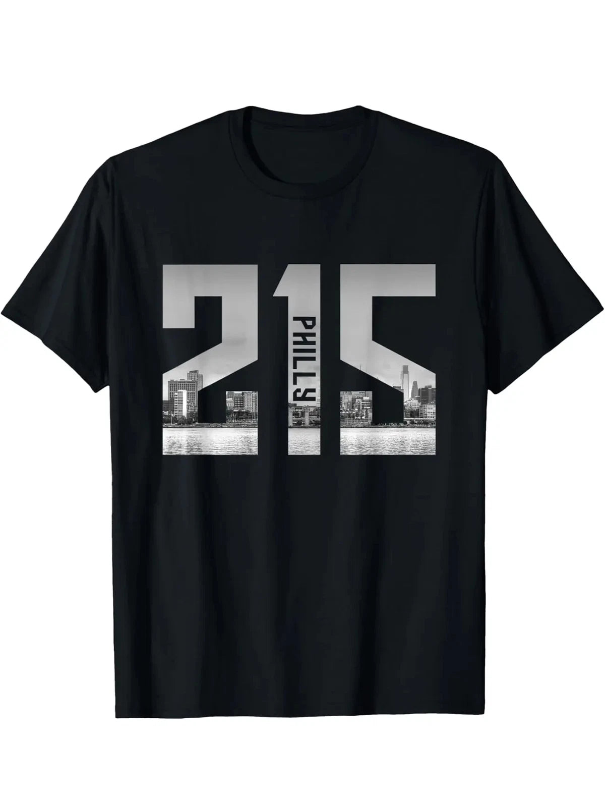 Vintage Philadelphia Philly 215 Area Code Skyline T-Shirt - Soft, Breathable Cot