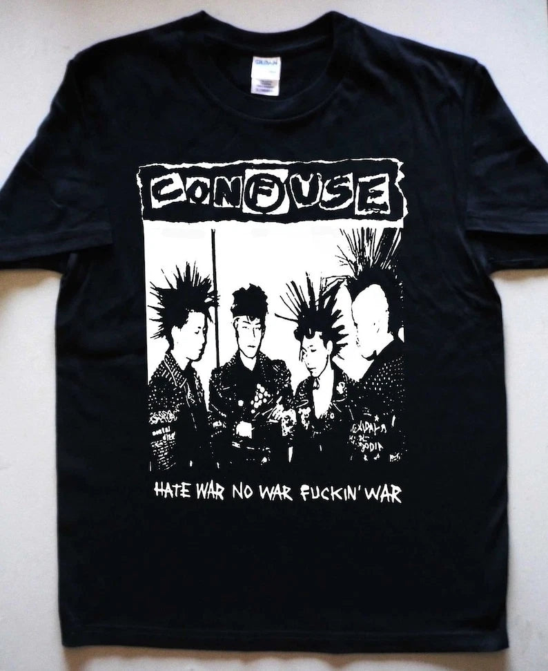 CONFUSE Hate War T-Shirt Gai Screaming Noise Dust Hardcore Punk Tee Japan UK RAW