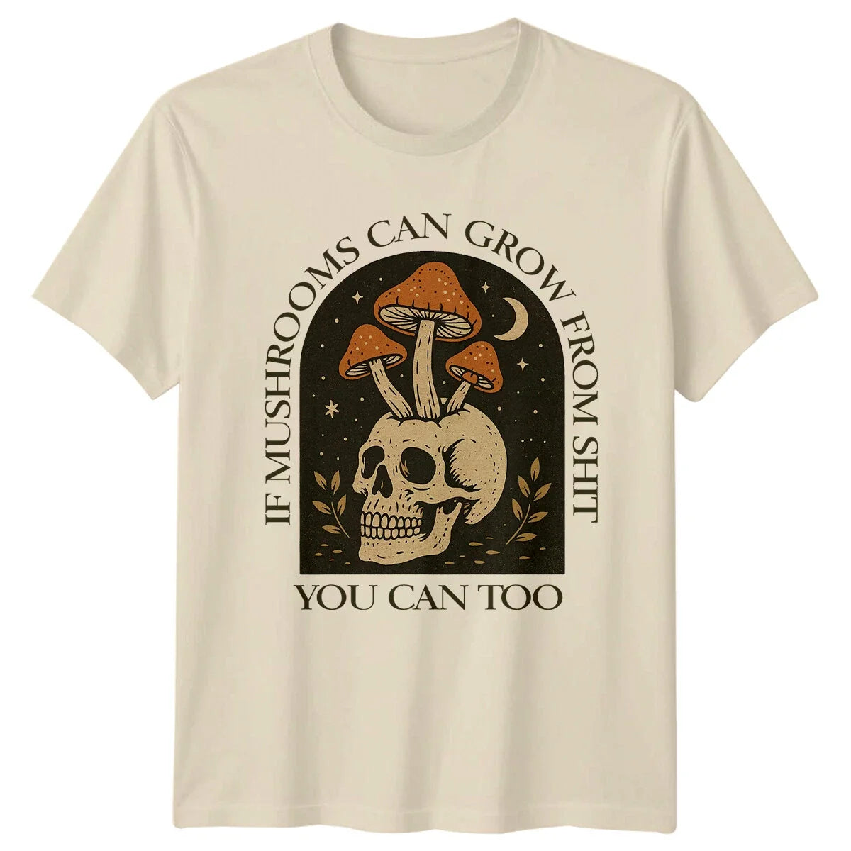 Mushrooms Grow From Dirt Skull Graphic Tee Unisex T-Shirt