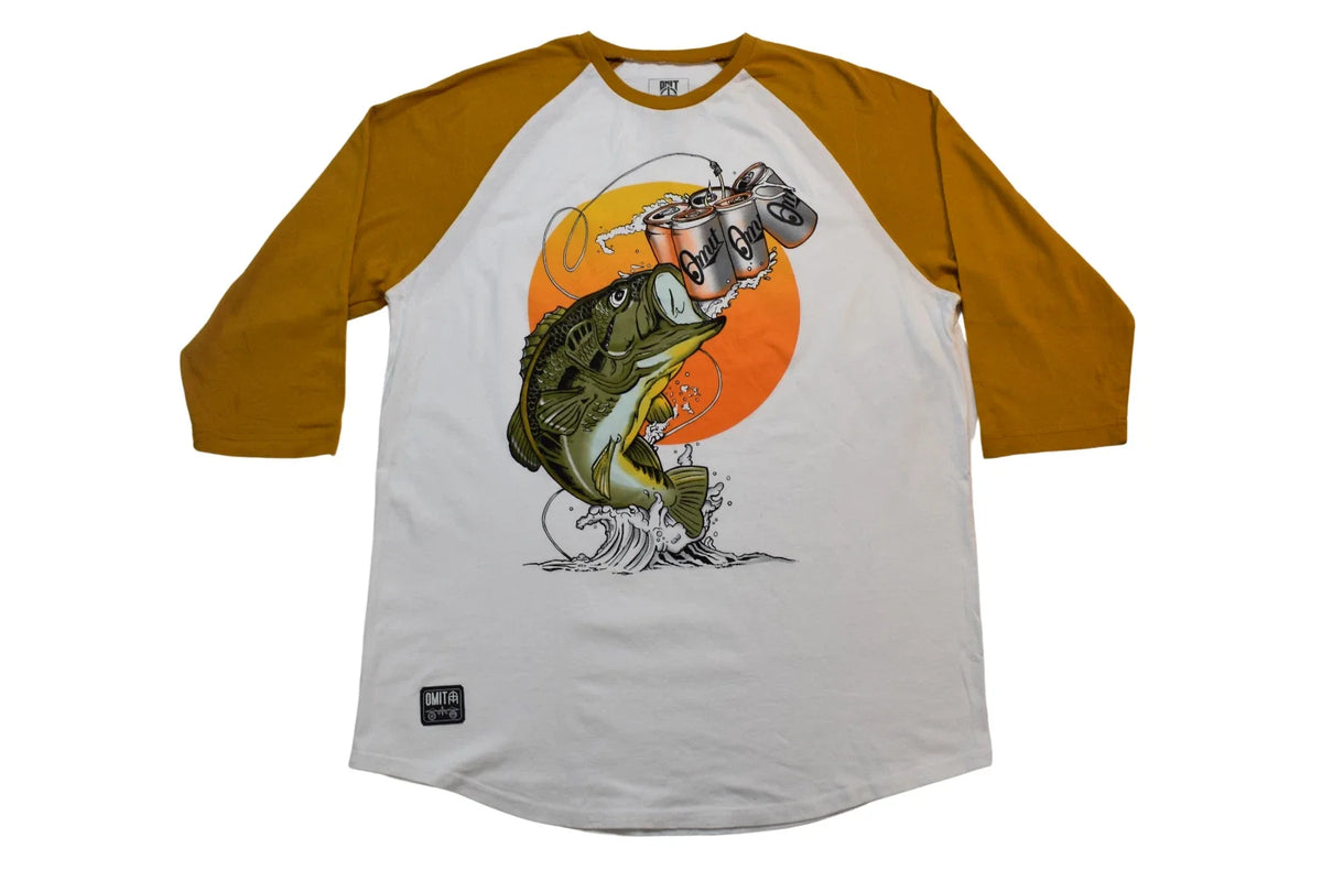 Omit Mens Fishing & Beer Graphic Raglan Shirt NWT L