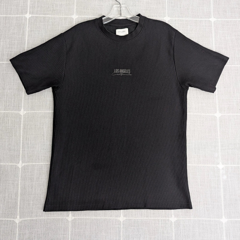 Public Supply NYC Shirt Mens Medium Black Relaxed Fit Ribbed Classic City Read*