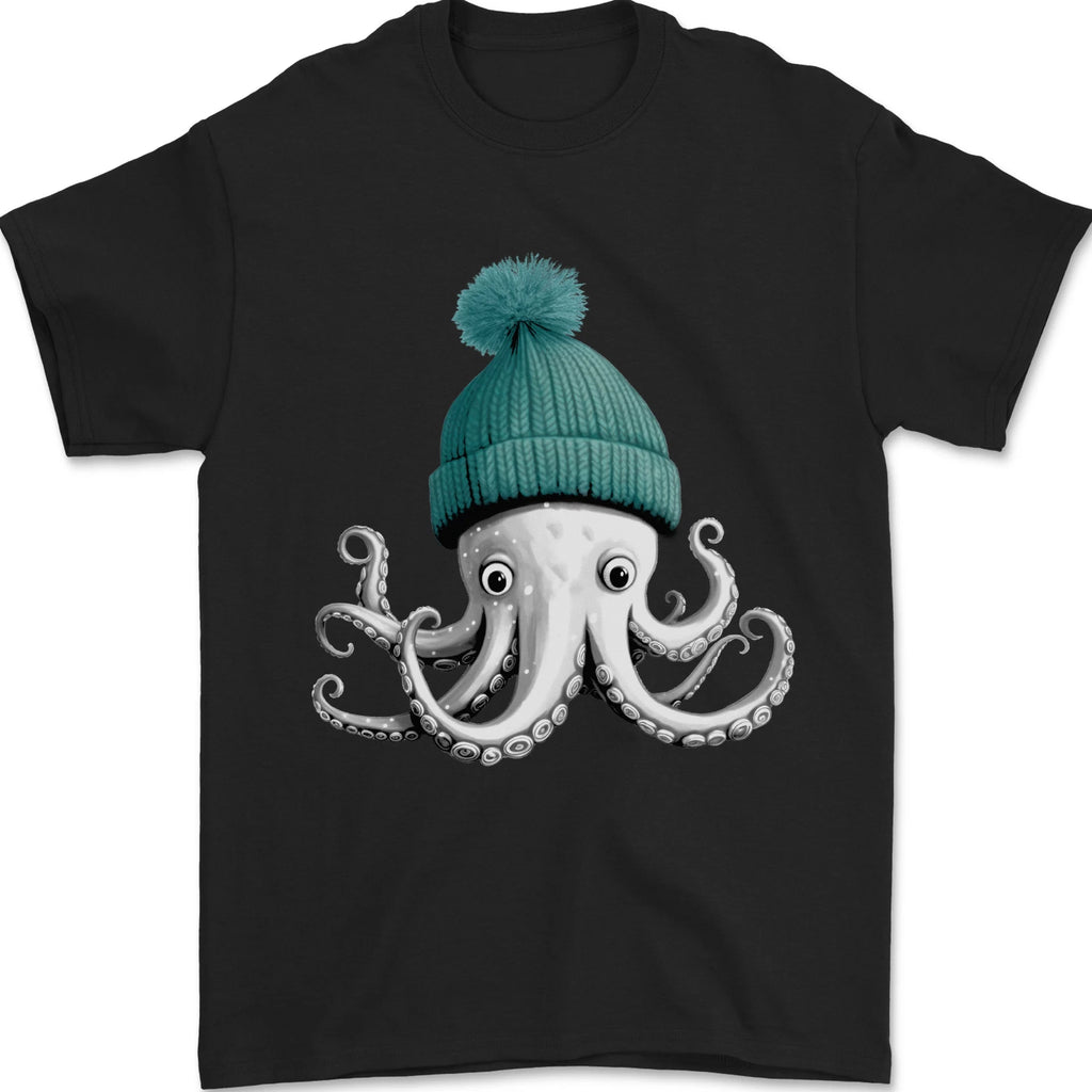 A Cute Baby Octopus in a Hat Scuba Diving Mens T-Shirt 100% Cotton