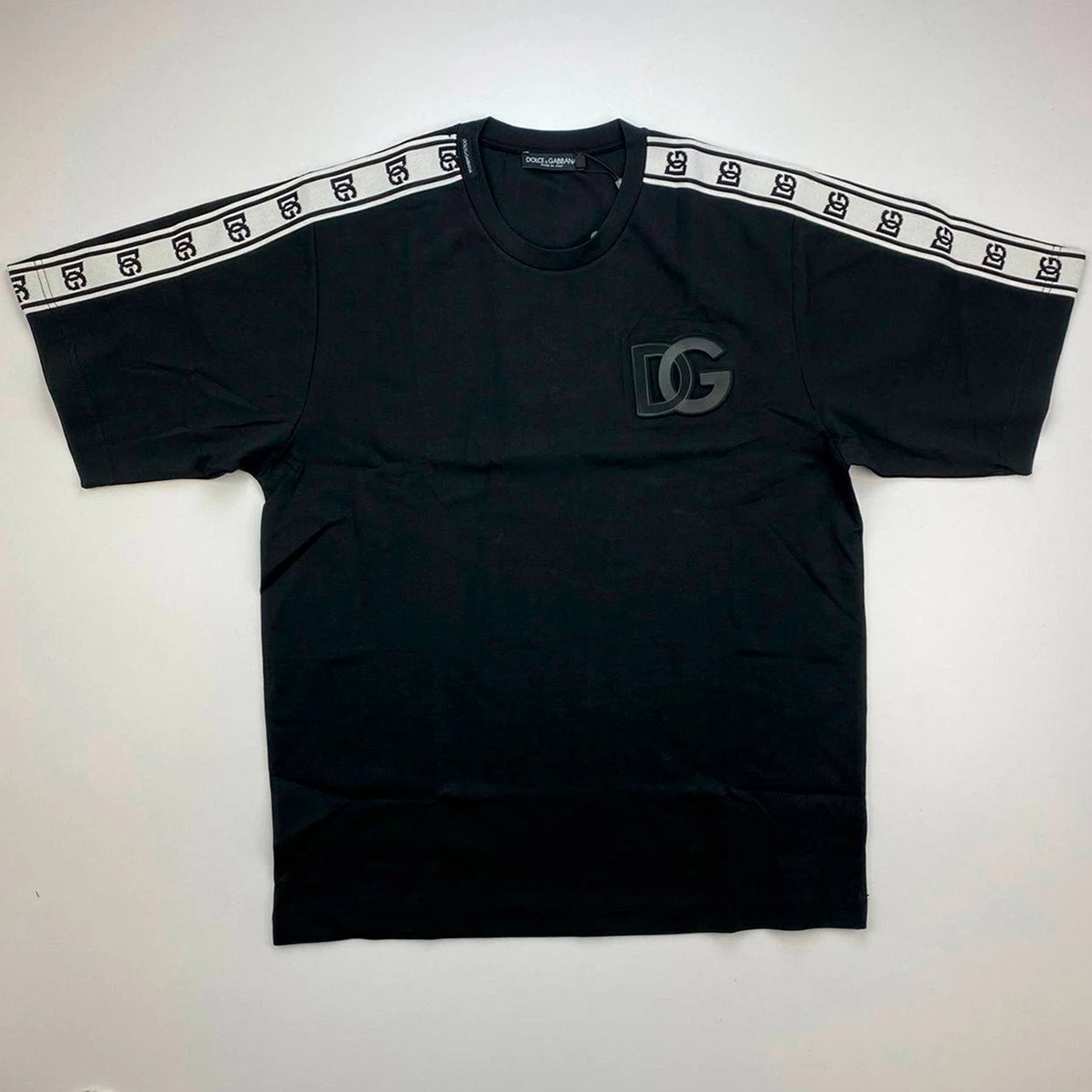 Dolce & Gabbana Logo-Tape Oversize T-Shirt Men Black Color