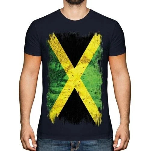 JAMAICA GRUNGE FLAG MENS T-SHIRT TEE TOP JAMAICAN SHIRT FOOTBALL JERSEY GIFT
