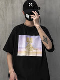 Niepce Men’s Japanese Streetwear Bomb Faded Graphic Half Sleeve T-shirt