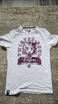 TWISTED SOUL White With Burgundy UK SIZE MEDIUM Slim Fit T-Shirt