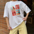 Retro Style Cotton Graphic Tops Cartoon INS Style Street Loose Summer Vacation