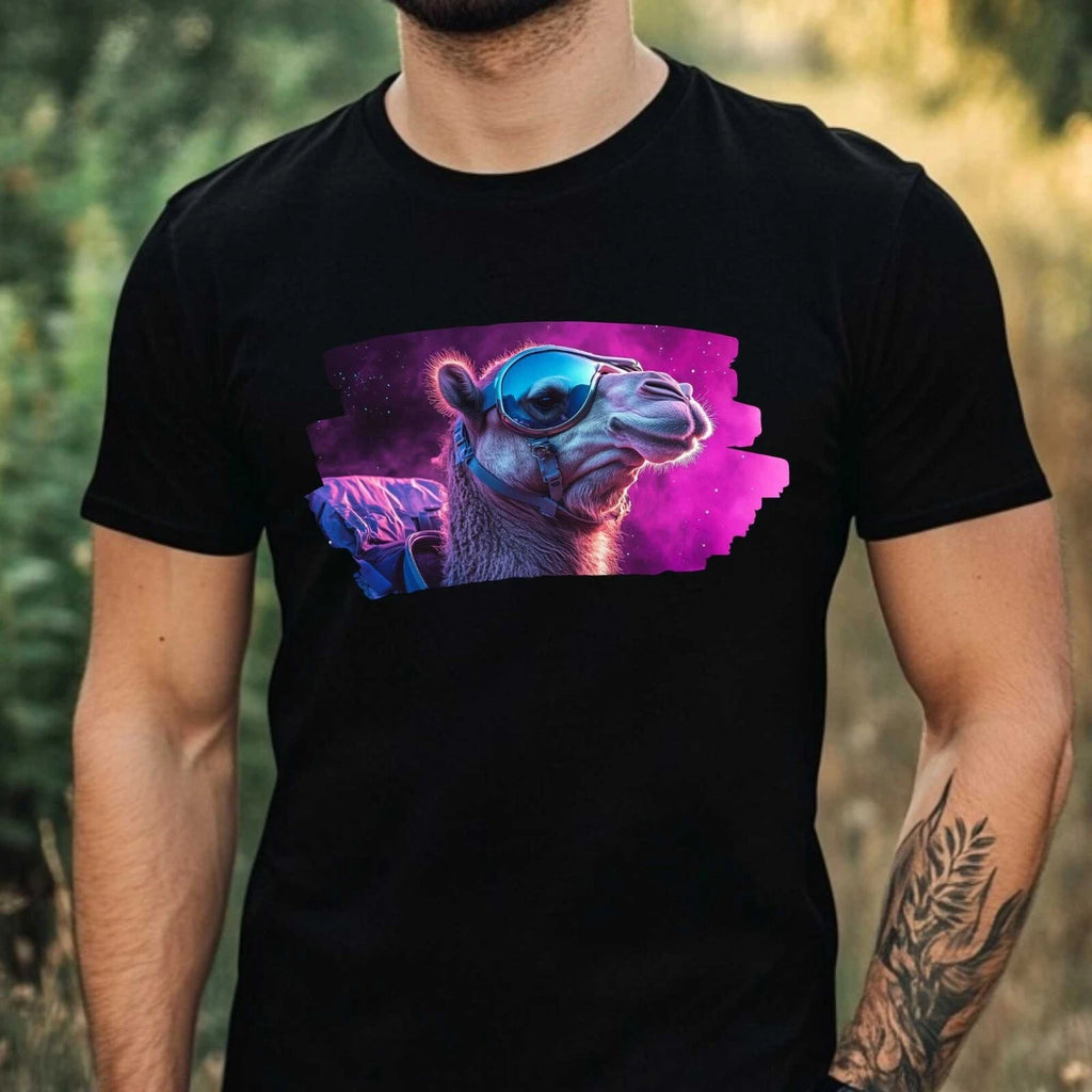 Mens Camel as Astronaut Motif Cotton T-Shirt Size XS to 5XL