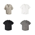 Men's Striped Short Sleeve T Shirt Loose Fit with Half Button Vintage Look