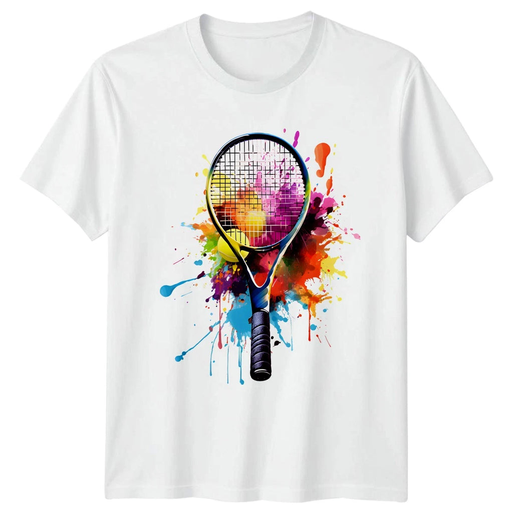 Colorful Abstract Tennis Racket Art T-Shirt Sports Design Tennis