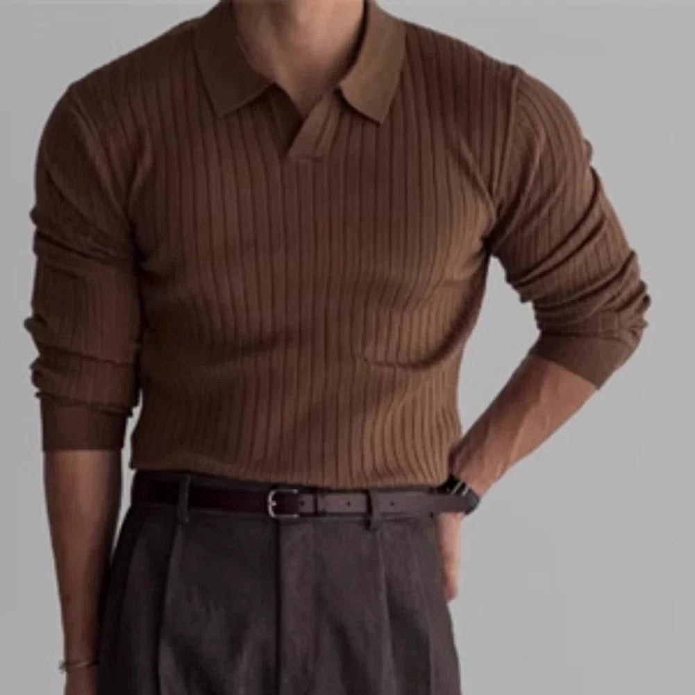 Men Casual Long Sleeve Knitwear Jacquard Tops Lightweight Classic Style