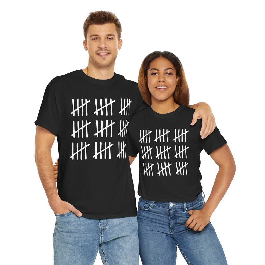 Minimalist 30 Hash Marks T-Shirt, Gender Neutral Graphic Tee, Unisex Cotton