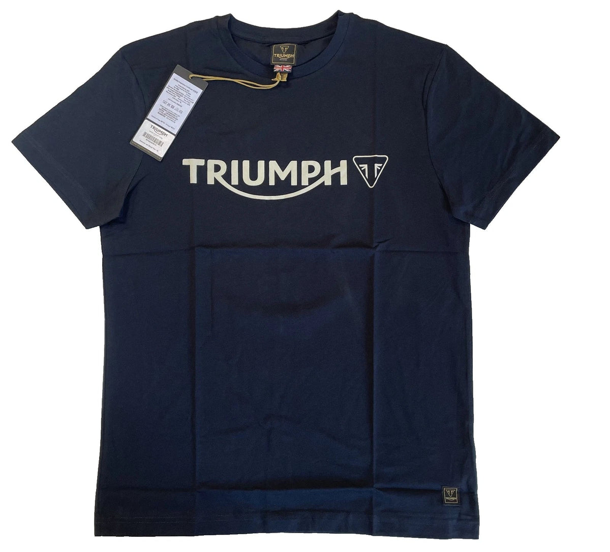 Triumph T-Shirt Mens Medium Cartmel Jet Black Spellout Logo Cotton Short Sleeve