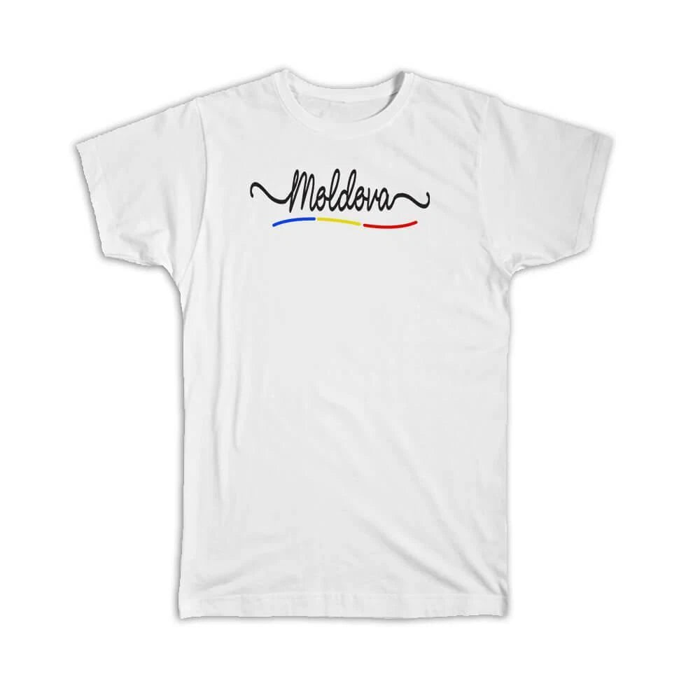 Gift T-Shirt : Moldova Flag Colors Moldovan Travel Expat Country Minimalist