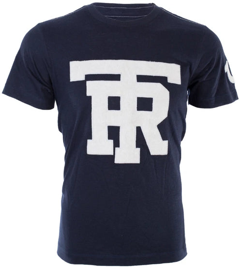 $79 TRUE RELIGION Navy UNIVERSITY OF TR Short Sleeve Applique Graphic T-shirt