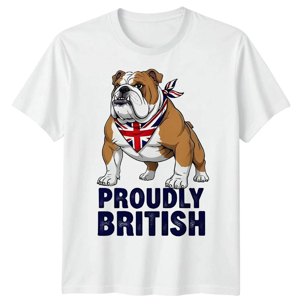Proudly British Bulldog Union Jack British National Pride Mens Womens T-Shirt