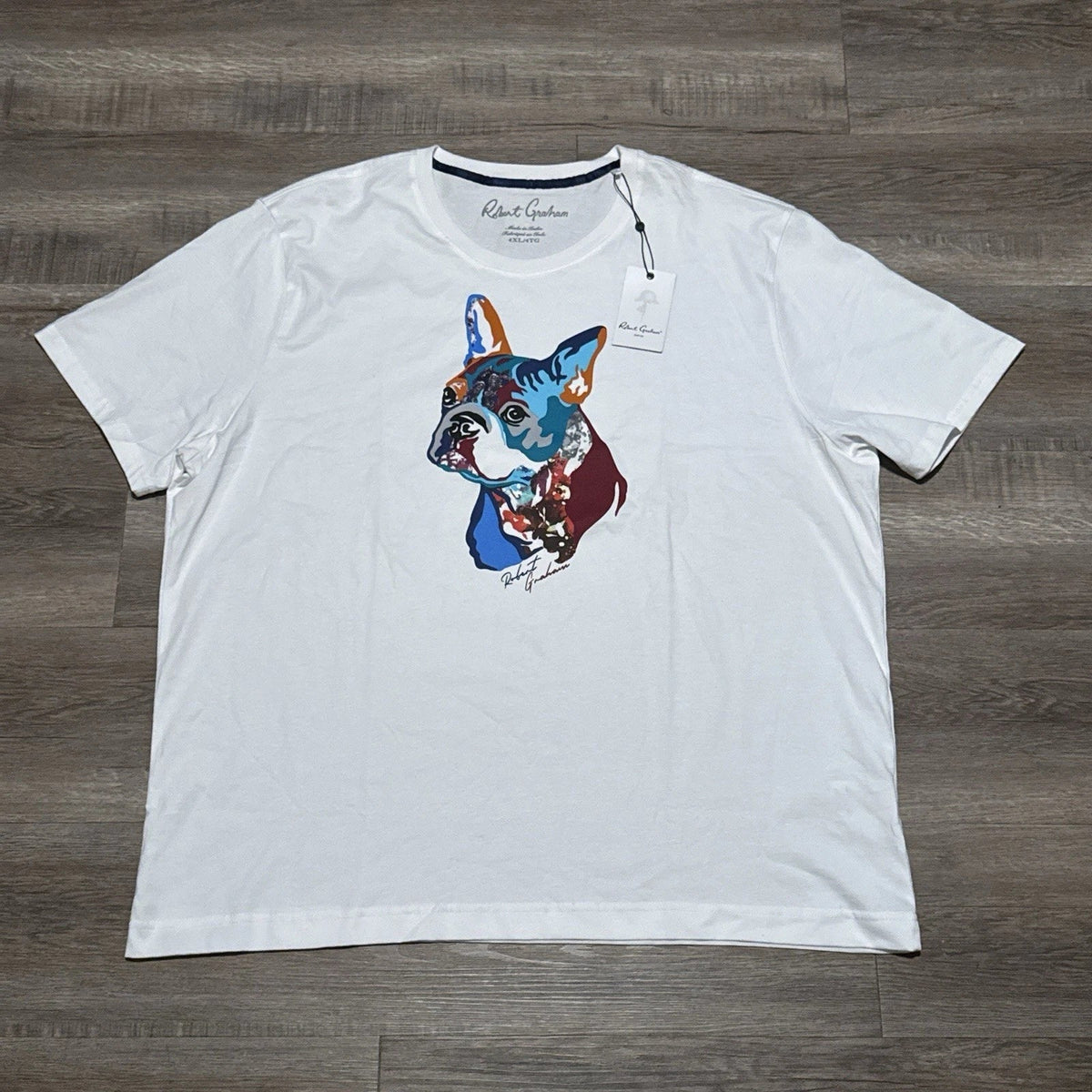 NEW Robert Graham Men's Size 4XL White French Bulldog Pop Art Pup T Shirt