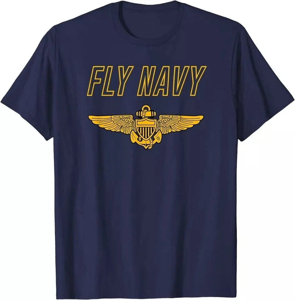 Fly Navy Shirt Classic Naval Officer Pilot Wings Tee T-Shirt