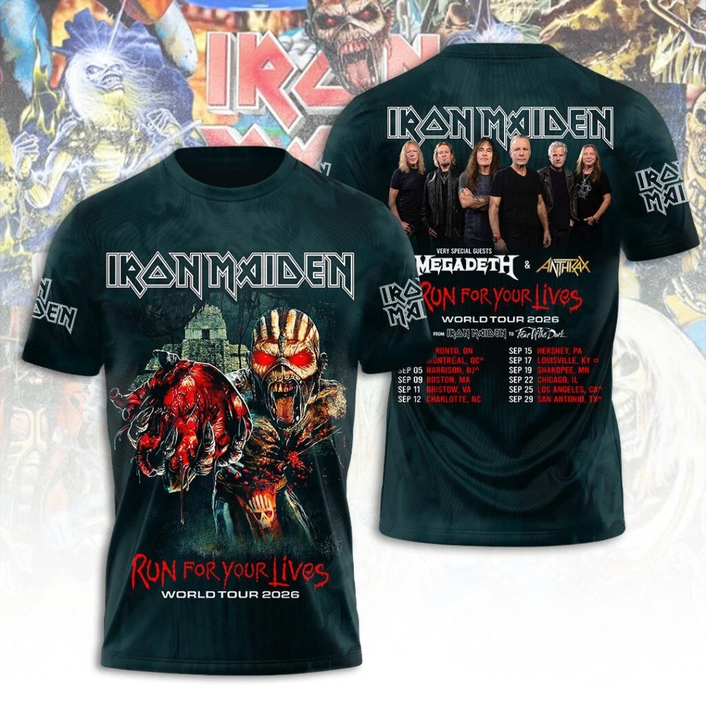 Iron 1Maiden 3D Apparel 2026 Tour Run For Your Lives Shirt Unisex S-5XL Style31