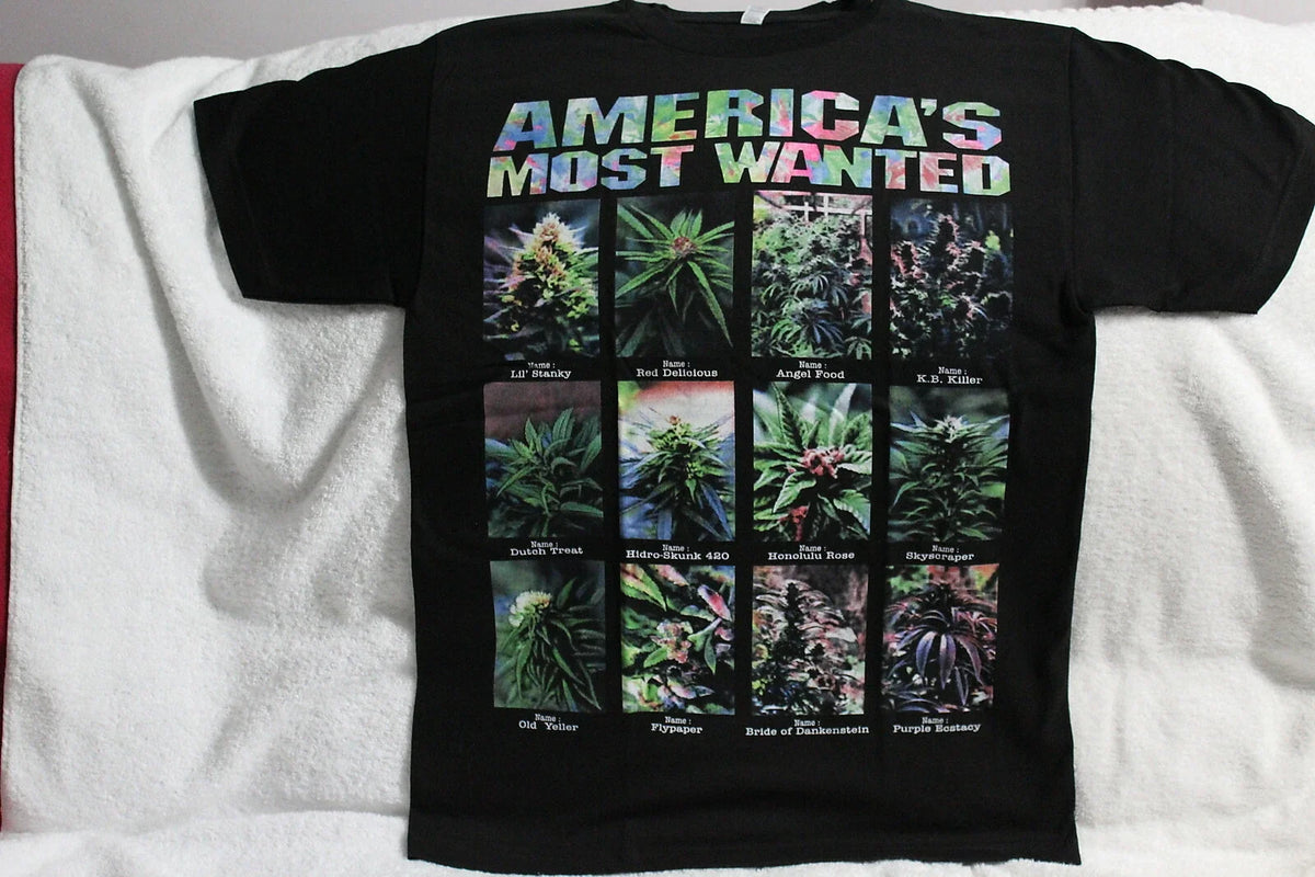 MARIJUANA AMERICA'S MOST WANTED WEED CANNABIS KUSH T-SHIRT
