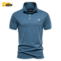 Men's 100% Cotton Embroidery Polo Shirt Solid Color Short Sleeve Casual Golf T-S