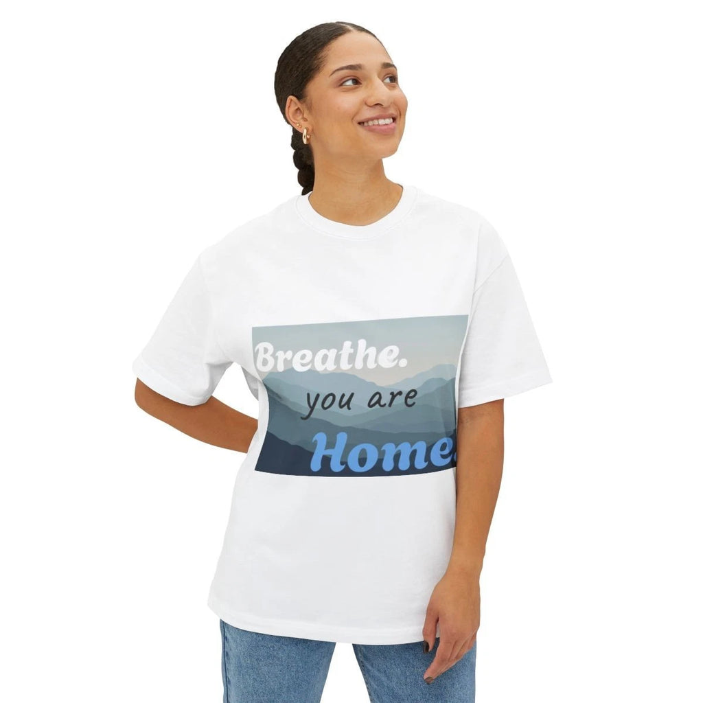 Cozy Inspirational Tee, Breathe You Are Home Shirt, Relaxed Fit Tee, Gift