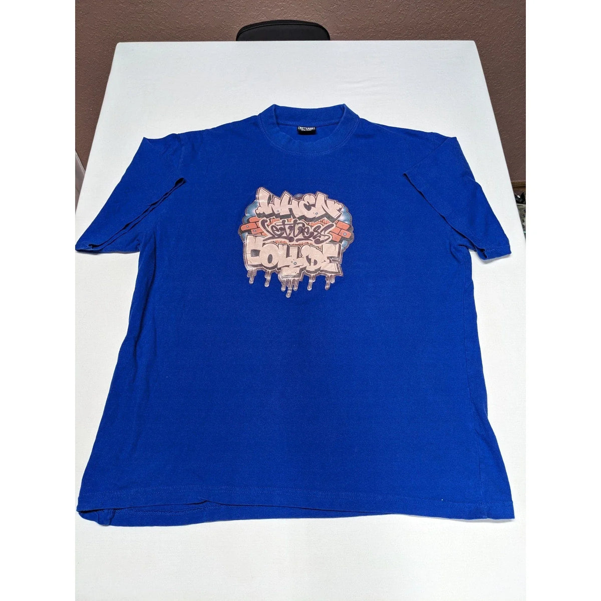 Skyland Tees Mens 2XL Royal Blue Graffiti Graphic When Letters Collide T-Shirt