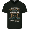 Premium Vintage 75th Birthday 1951 Mens V-Neck Cotton T-Shirt
