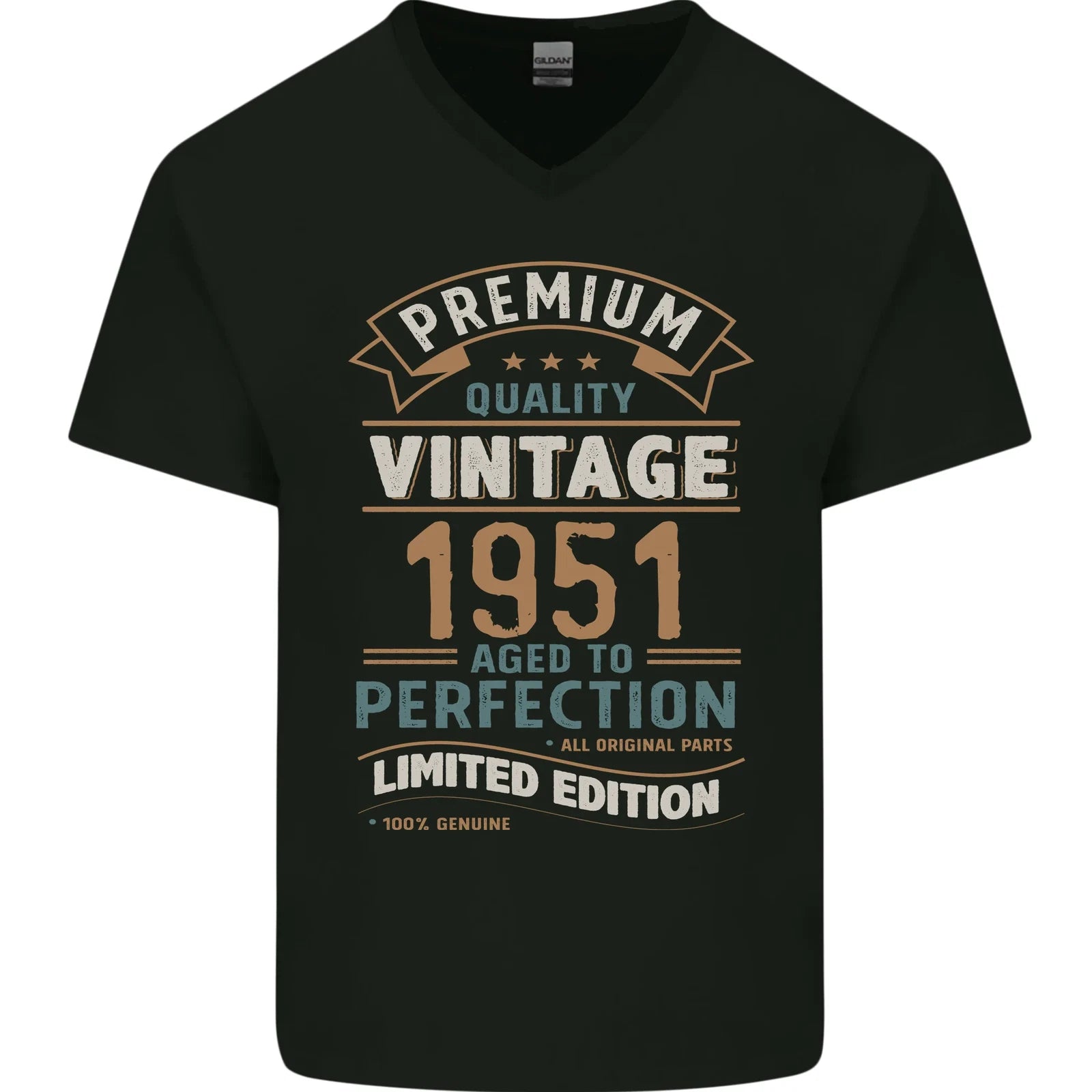 Premium Vintage 75th Birthday 1951 Mens V-Neck Cotton T-Shirt