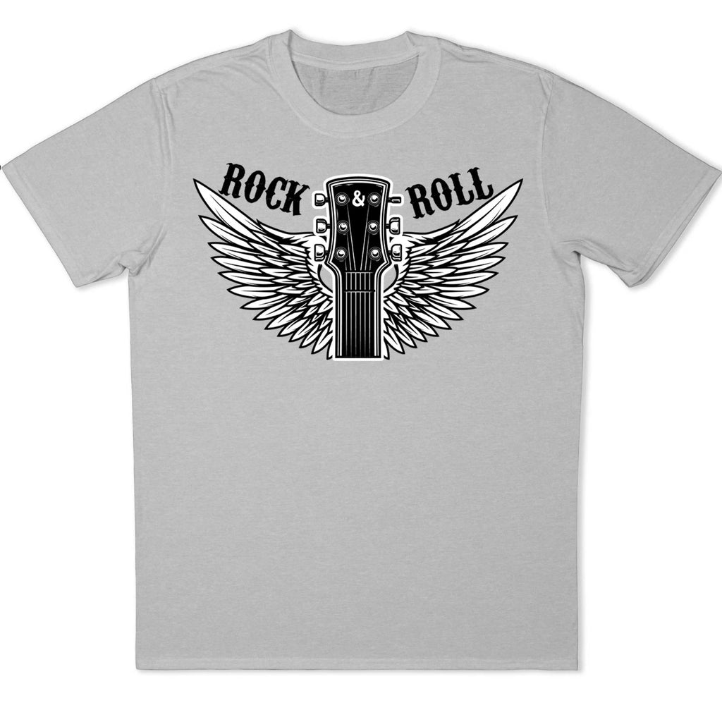 Rock and Roll Winged Guitar Graphic T-Shirt Music Band Concert Tee Vintage Gift