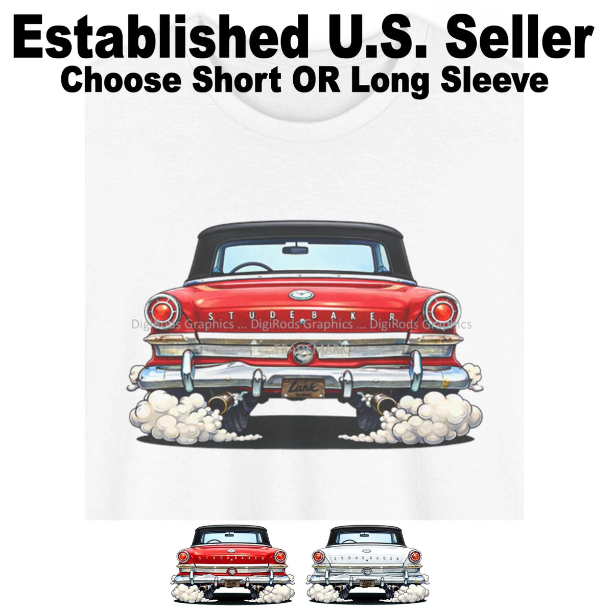 DigiRods Studebaker Lark Convertible 1960s Early Model Cartoon Car T Shirt