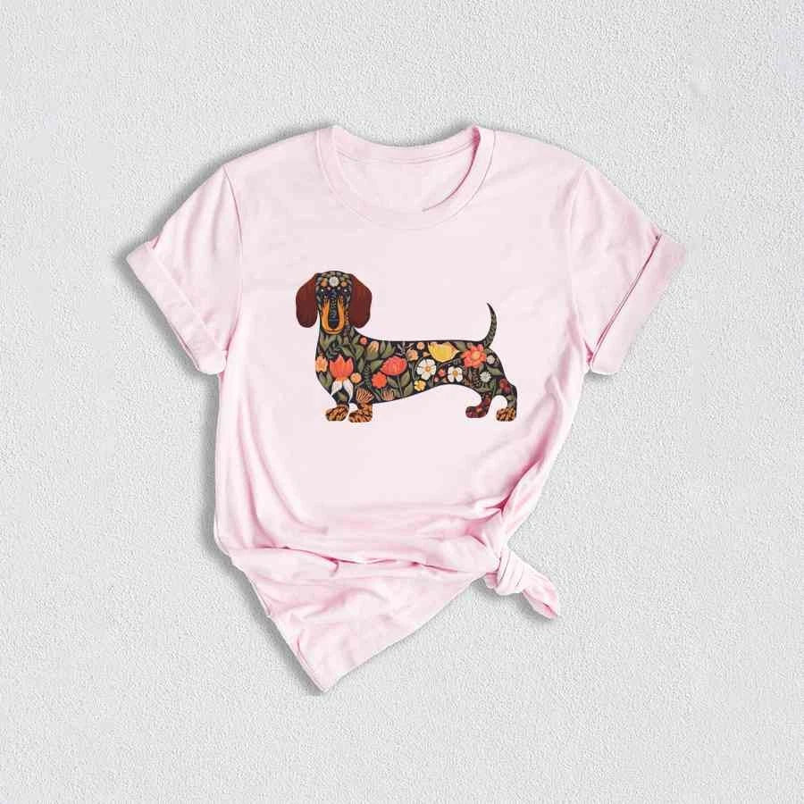 Floral Dachshund Shirt, Cute Dog Shirt, Funny Dog Shirt, Dog Mama Shirt, Dachshu