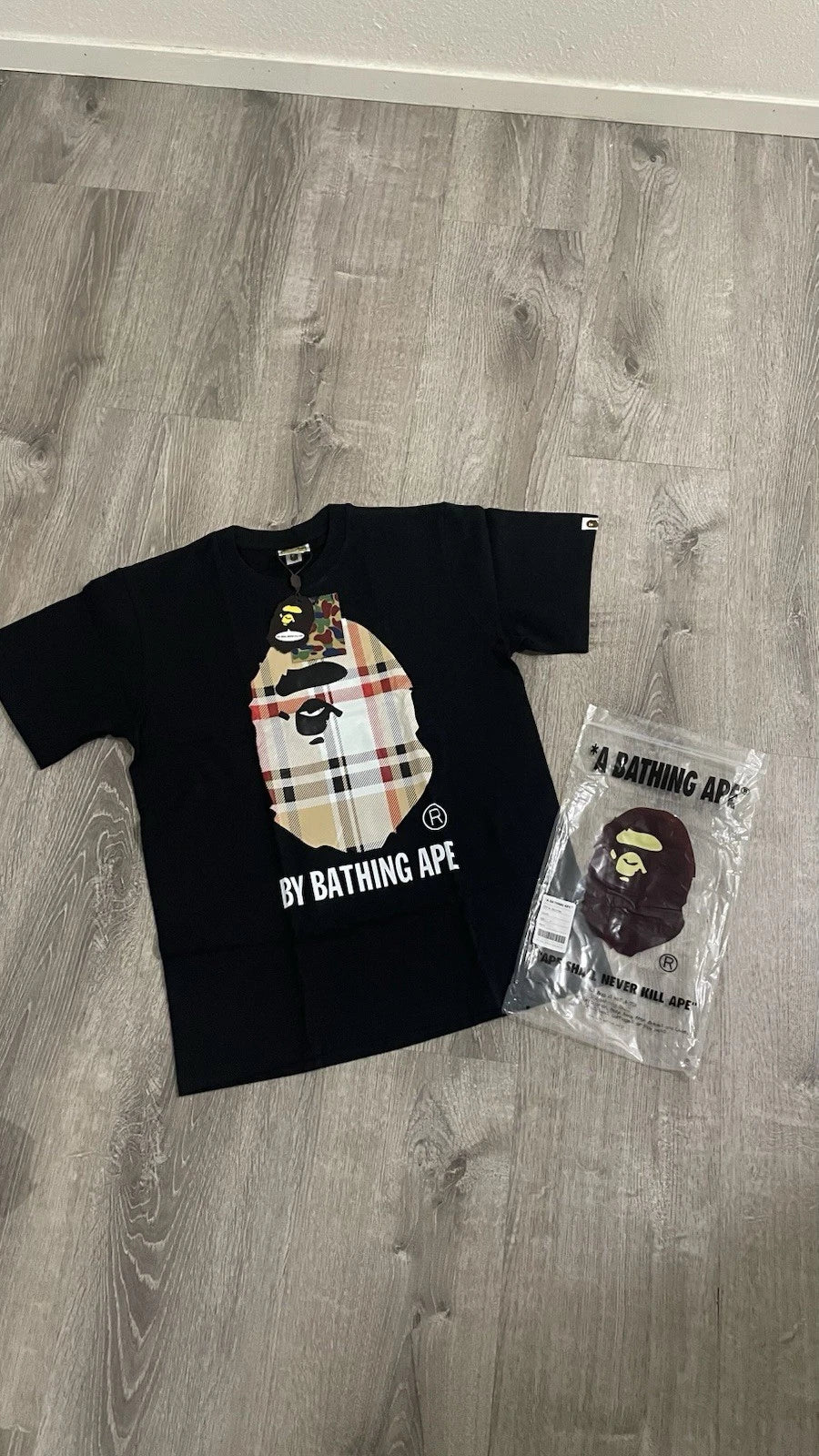 A Bathing Ape Black Graphic Logo Crew Neck Cotton T-Shirt Men's Size S