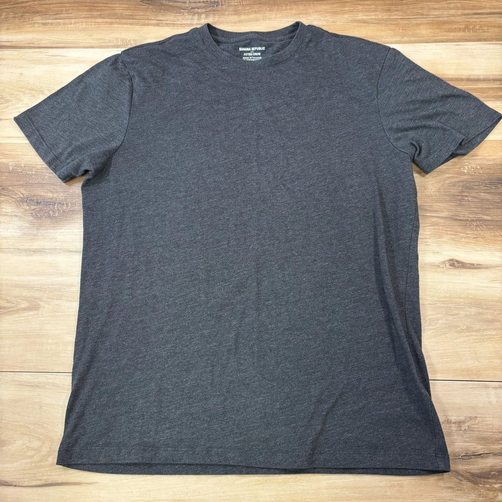 Banana Republic T-Shirt Mens M Minimalist Cotton Blend Fitted Crew Charcoal Gray