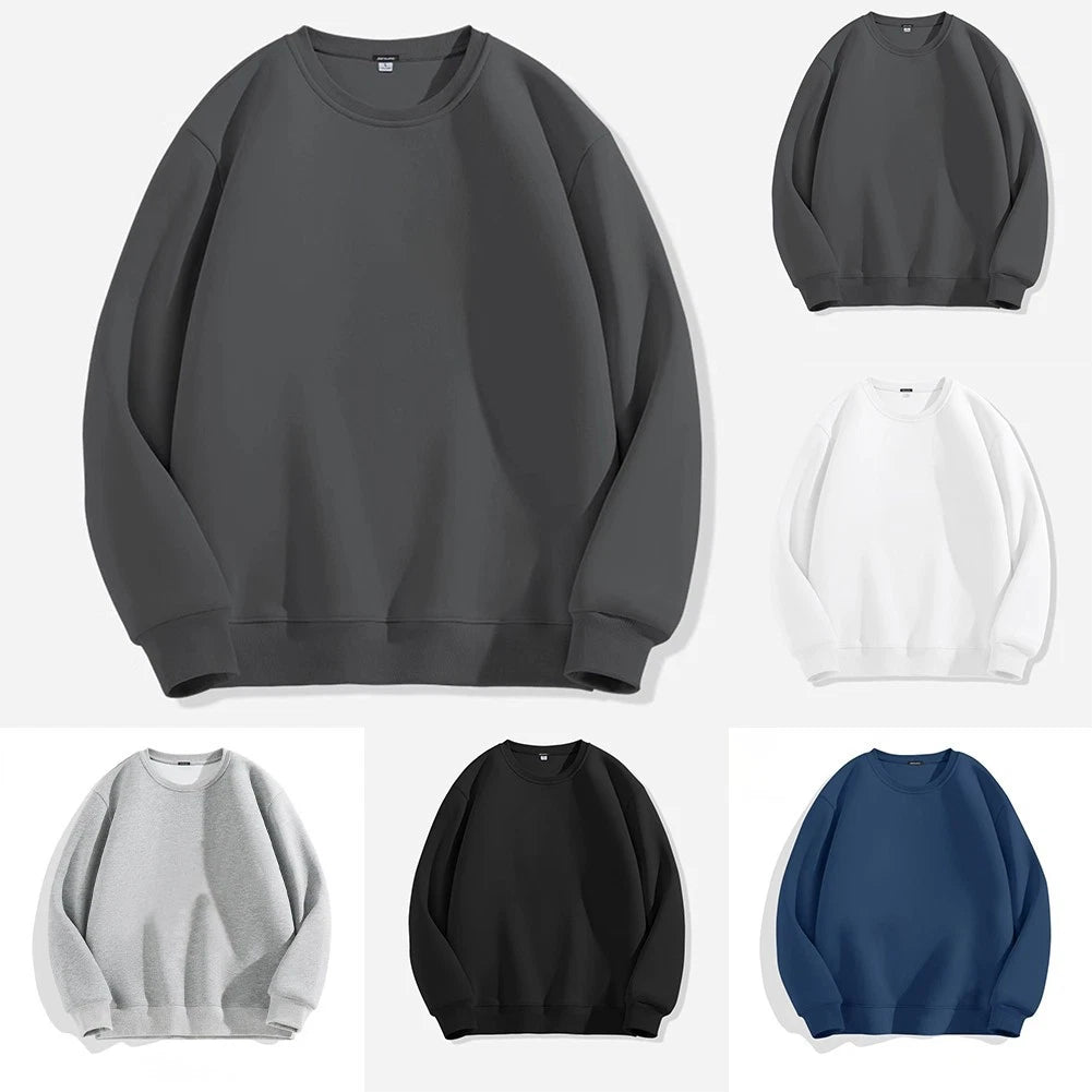 Regular Length Men Sweatshirt Oversize Pullover Polyester Fabric Thickened