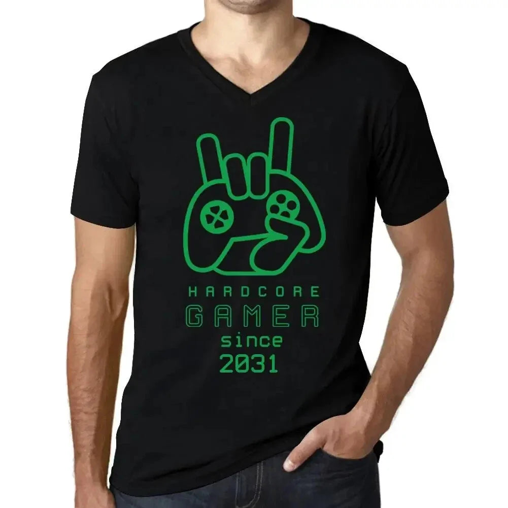 Men's Graphic T-Shirt V Neck Hardcore Joystick Gamer Since 2031 Eco-Friendly