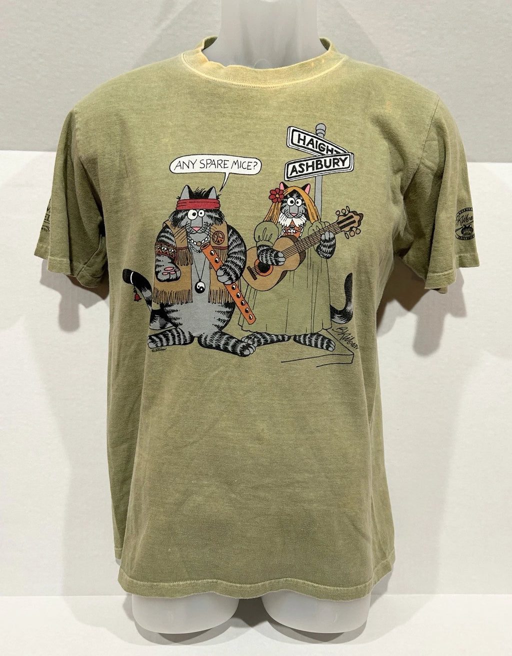 Crazy Shirts Hawaii B Kliban Hippie Cats T Shirt Men’s Sz S Hemp Dyed Flaws-READ