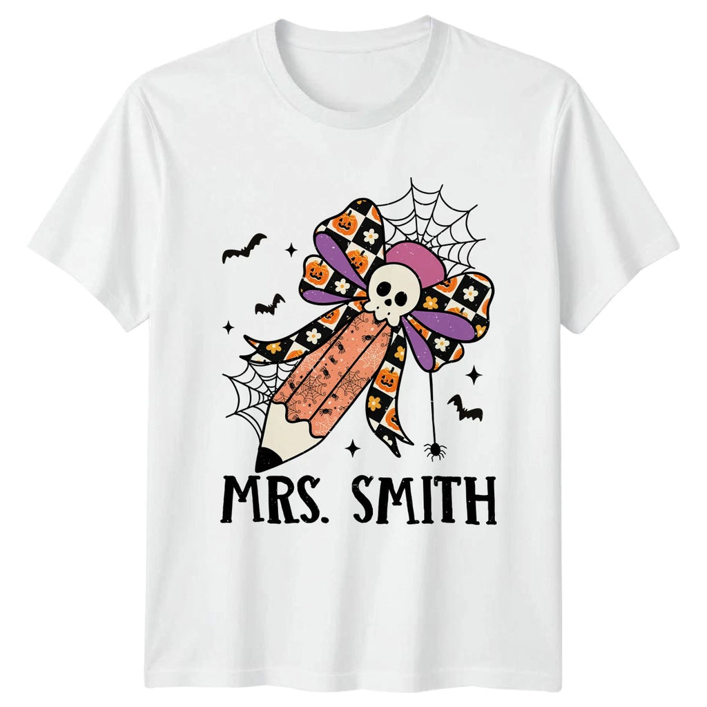 Cute Mrs Smith Womens T-Shirt Retro Halloween Teacher Teaching Gift For Her