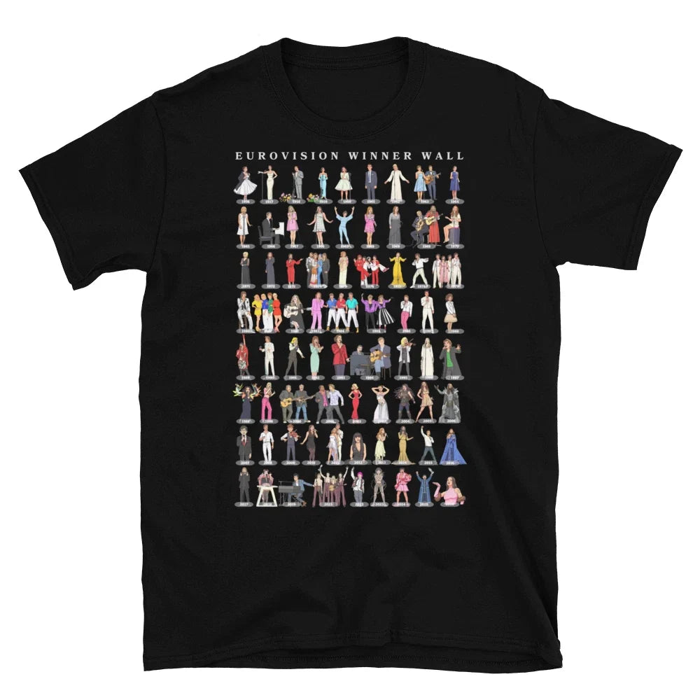 Eurovision Winner wall Unisex T-Shirt ESC Cartoon Eurovision winners 1956-2026