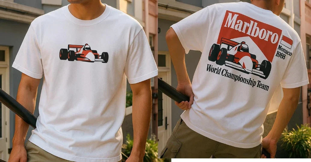Vintage McLaren Marlboro F1 Racing T Shirt Red Logo Graphic Tee Retro S-5XL