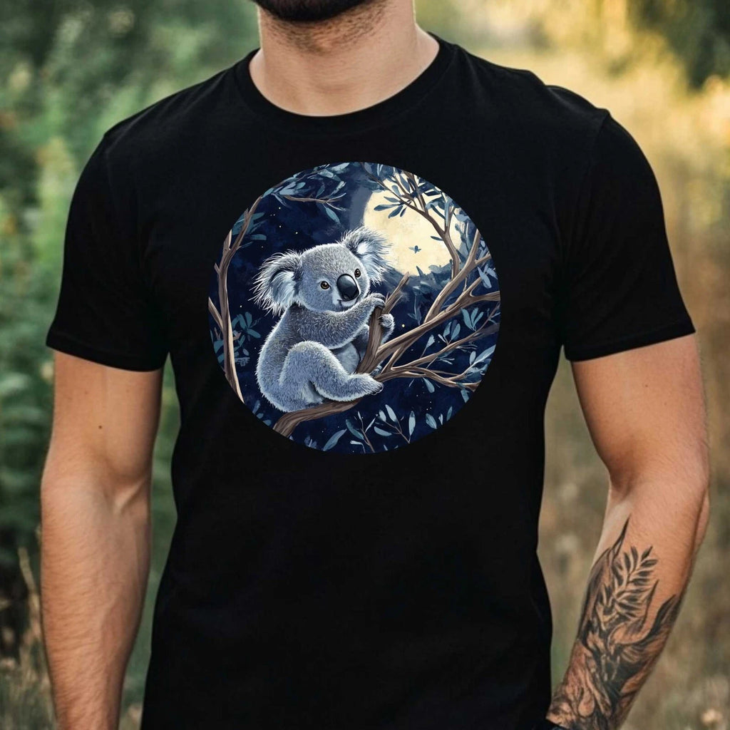 Mens Koala Moonlight Print Cotton T-Shirt Size XS to 5XL